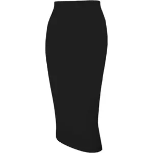 Women's Office Work Pencil Skirt Stretch High Waist Below Knee Bodycon for Business Casual