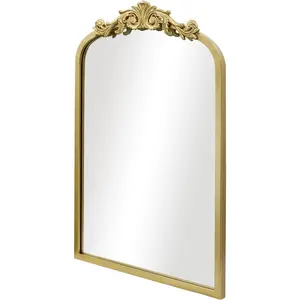 Arched Mirror 15"x23", Traditional Arendahl  Antique Mirror with Ornate Metal Frame, Baroque Wall Mounted Mirrors for Entryway/Bathroom/Living Room/Hallway/Bedroom