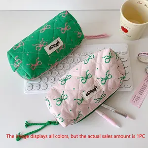 Quilted Pencil Case, 1 Count Large Capacity Pencil Bag, Portable Stationery Storage Bag, Stationery Organizer for Home Office School Student, Office Stationery Supplies