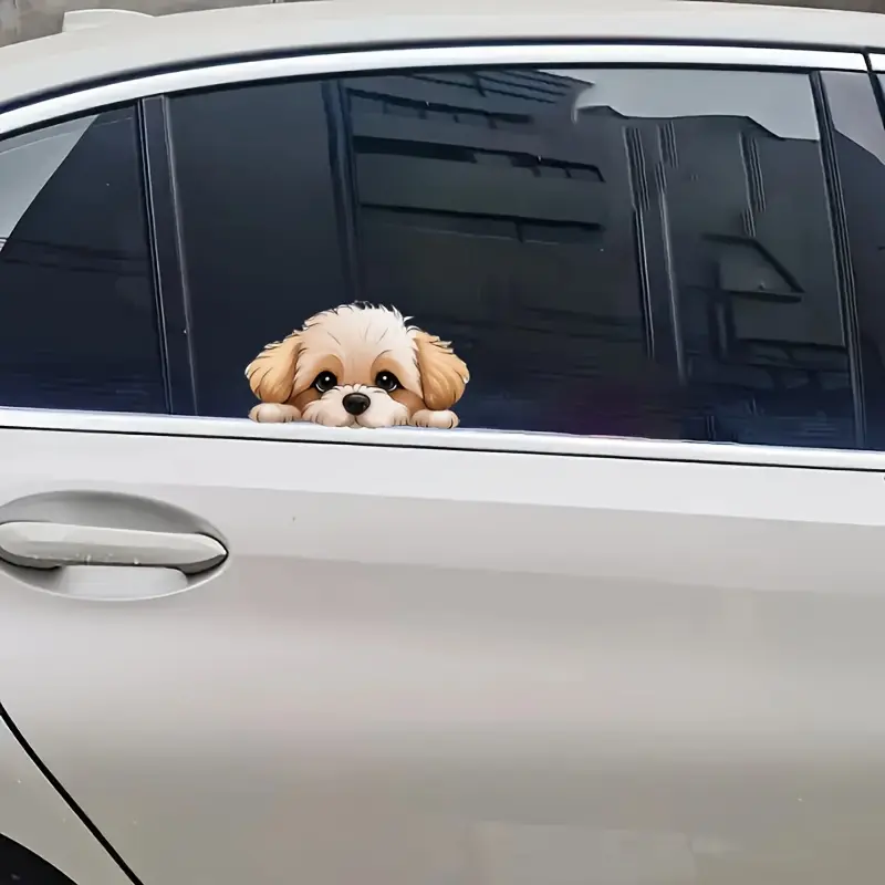 1PC Window-Peeking Puppy Logo Sticker, Car Decal, Car Stickers | For Car Doors, Pet Notebooks, Soft Cute Peeking Puppy Decor, Add Gentle Healing Vibe to Every Use, Pet-Loving Soft Cute Details on Items, Stickers For Cars, Car Accessories Cute