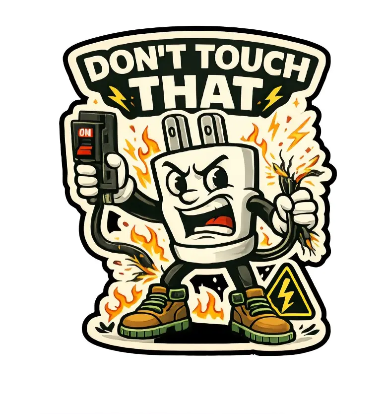 Don't Touch That - Fun and Safe Electrical Safety Sticker for Kids and Adults