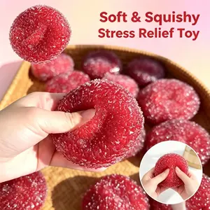 Cute Fake Waxberry Slush Squish Fidget Hobby Toy, Silky Flowing Gel Squeeze Desk Ornament, Tiny Decor for Daily ASMR Relax & Indoor Hobby Playtime