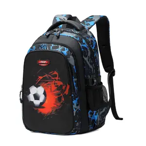 ASGE football pattern backpack, large capacity student backpack, lightweight and waterproof design, suitable for children and teenagers sports travel daily use