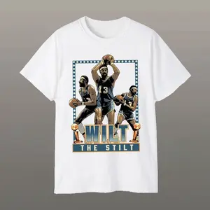 Wilt Chamberlain 13 The Stilt Vintage Graphic T-Shirt - Basketball Legend Hall of Fame Retro Fan Gift Collector Tee