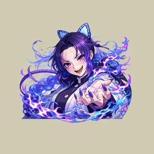 Shinobu Purple Flame Butterfly Anime Sticker, Vinyl Decal for Laptops, iPads, Water Bottles & Car Windows