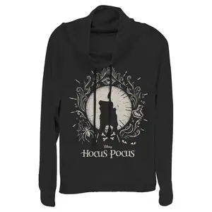 Junior's Hocus Pocus Black Flame Candle Cowl Neck Sweatshirt