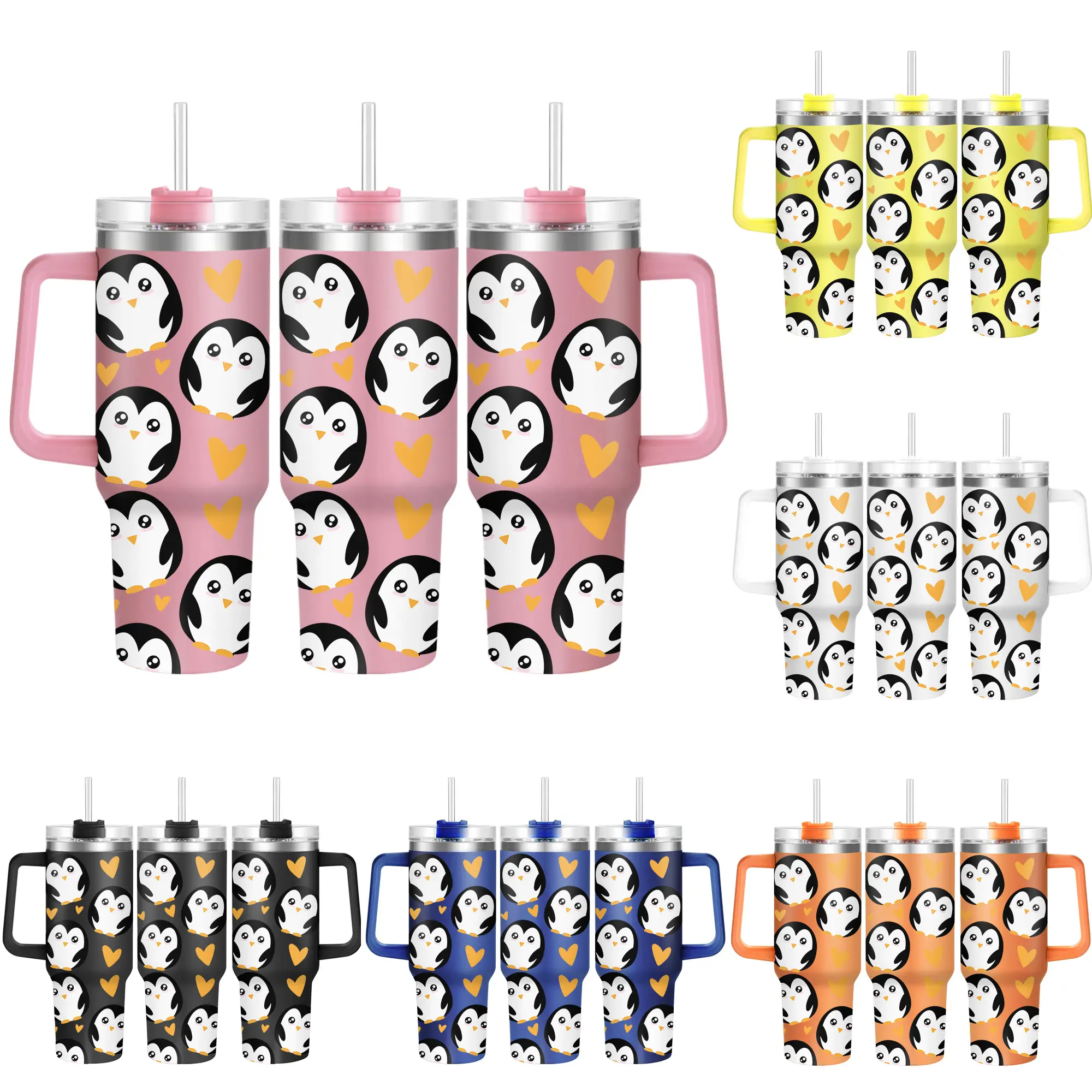 1pc, Christmas Cups 40 oz Tumbler With Lid, Christmas Gifts, penguin Funny Print 40oz Stainless Steel Water Bottle, Christmas Gifts, Thanksgiving Gifts, For Dad Son Women Mom Sisters Teacher Coworker Friend B