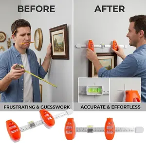 Level & Hang Magnetic Ruler - 3-in-1 Picture Hanging Tool with Built-in Level for Wall Decor Alignment，Magnetic Level Ruler Kit - Professional Picture Hanging Tool for Perfect Straight Wall Art