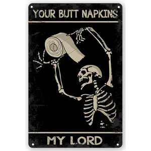 Funny Metal Retro Skeleton Decorate Tin Signs Wall Art Perfect For Home Washroom Bathroom Decoration 8x12 Inch Waterproof Gift