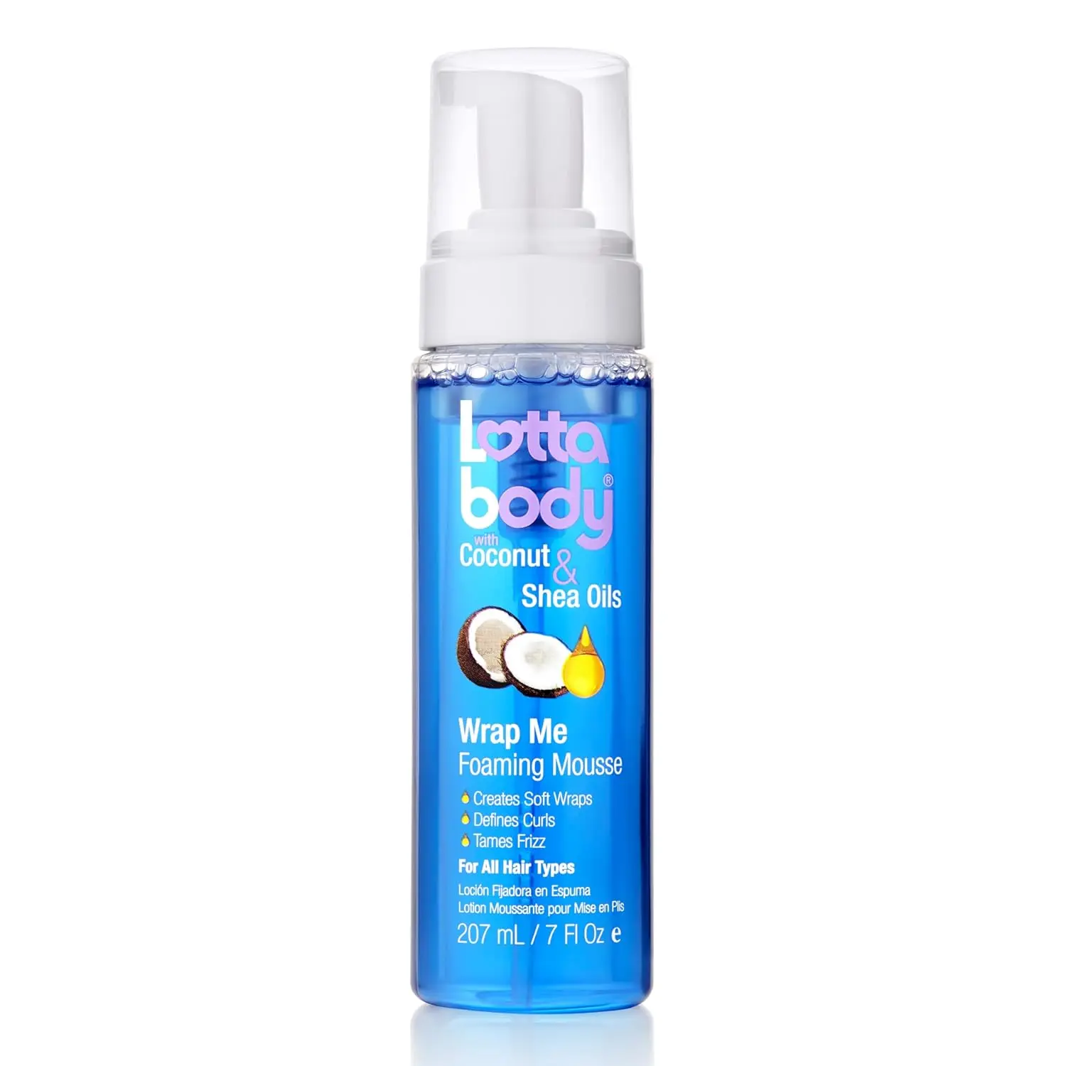 Lotta Body Coconut & Shea Oils Wrap Me Foaming Curl Mousse 7 Fl Oz - Soft Wraps, Hair Mousse for Curly Hair, Defines Curls, Anti Frizz Gel Haircare