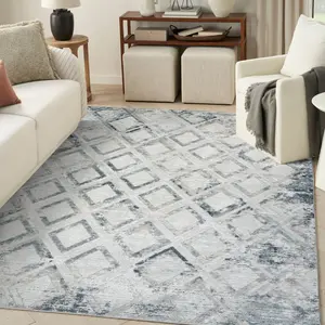 Nourison Dekor Modern Indoor Area Rug - Durable, Geometric Graphic, Home Decorative Modern Geometric Rug, Durable Area Rugs