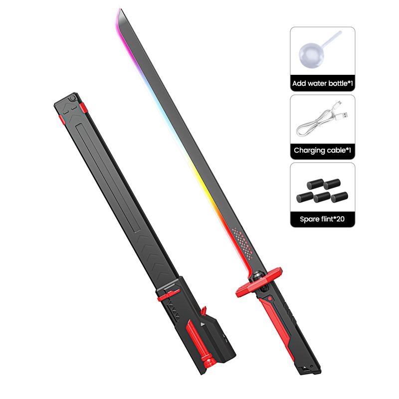 31.5" Cyberpunk Neon Sword with Dynamic LED Lights, Spark Effects & Motion-Activated Sound, USB-C Charging, Collectible Cosplay Toy for Anime Fans