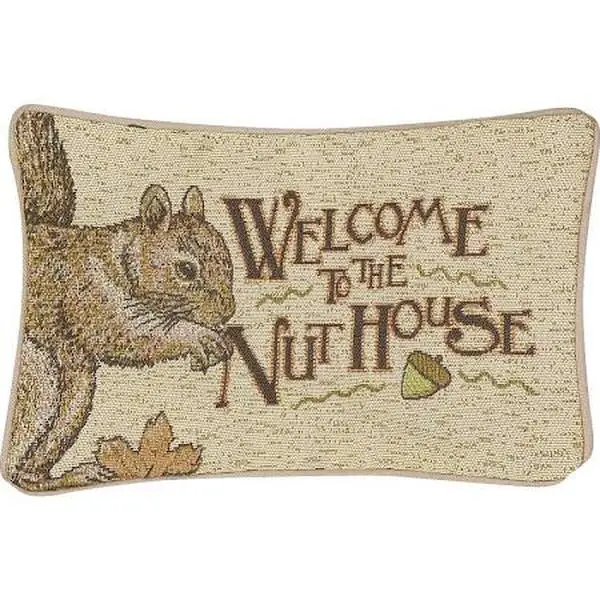 212 MAIN Whimsical Acorn Nature Theme Square Throw Pillow - 12.5x8.5 in, Cotton Fill, Indoor Use, Square Shape, Whimsical Look, Nature-Inspired Home Interior Decor