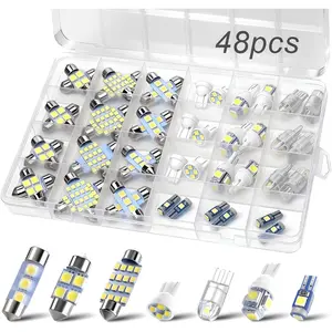 48 count Led Interior  Lights Kit, 6500K White Interior Bulbs Replacement (194 T10 DE3175 W5W 168 578 2825 T5 31mm 36mm 41mm), Dome Map Dash Door Trunk License Plate Lights for   RVs