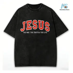 Jesus The Way The Truth the Life Washed Vintage Oversized Top,  Unisex Washed T-Shirt, Crewneck Short Sleeve Tee Religious Gift For Women Men, Christian Shirt