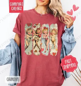 Retro Cupid Shirt Comfort Colors, Valentine's Day Women's Tee, Vintage Valentine Women's Tshirt