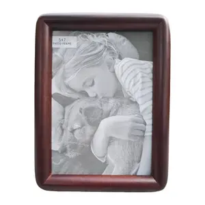 1 Pack 5 x 7 Walnut Frame - Rounded Corner Picture Frame, Wall Living Room Decor, Tabletop and Wall Hanging Gift for Family - Natural Walnut Wood 5X7 Photo Frame with Tempered Glass for Wall Mount Display, Durable Picture Frame for Birthday, Wedding