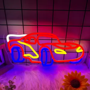 Moneter Car Neon Sign for Wall Decor, Racing Car Neon Led Sign, Dimmable Neon Light Sign for Bedroom Playroom Birthday Party, Gift for Racing Fans