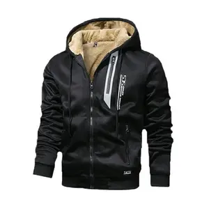 Black Zip-Up Hoodie with Sherpa Lining - Medium Size - Cool Design for Autumn Wear - Warm & Comfortable for Chilly Days Fabric Menswear fall outfits streetwear hood jacket（gift）