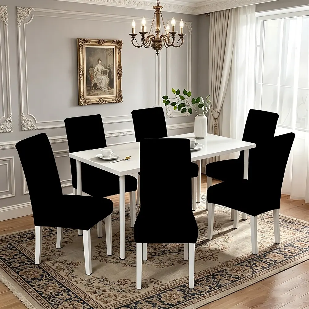 1/2/4/6/8 Pieces Classic Soft Milk Silk Chair Covers, Stretch Fabric, Polyester Material, Suitable for Dining Room Use, Durable and Comfortable Design, Stretch Chair Slipcovers, Chair Slipcovers Protector