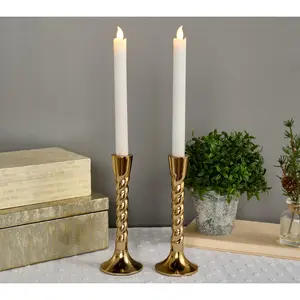 Primrose Hill Set of 2 8" Metallic Twisted Taper Holders