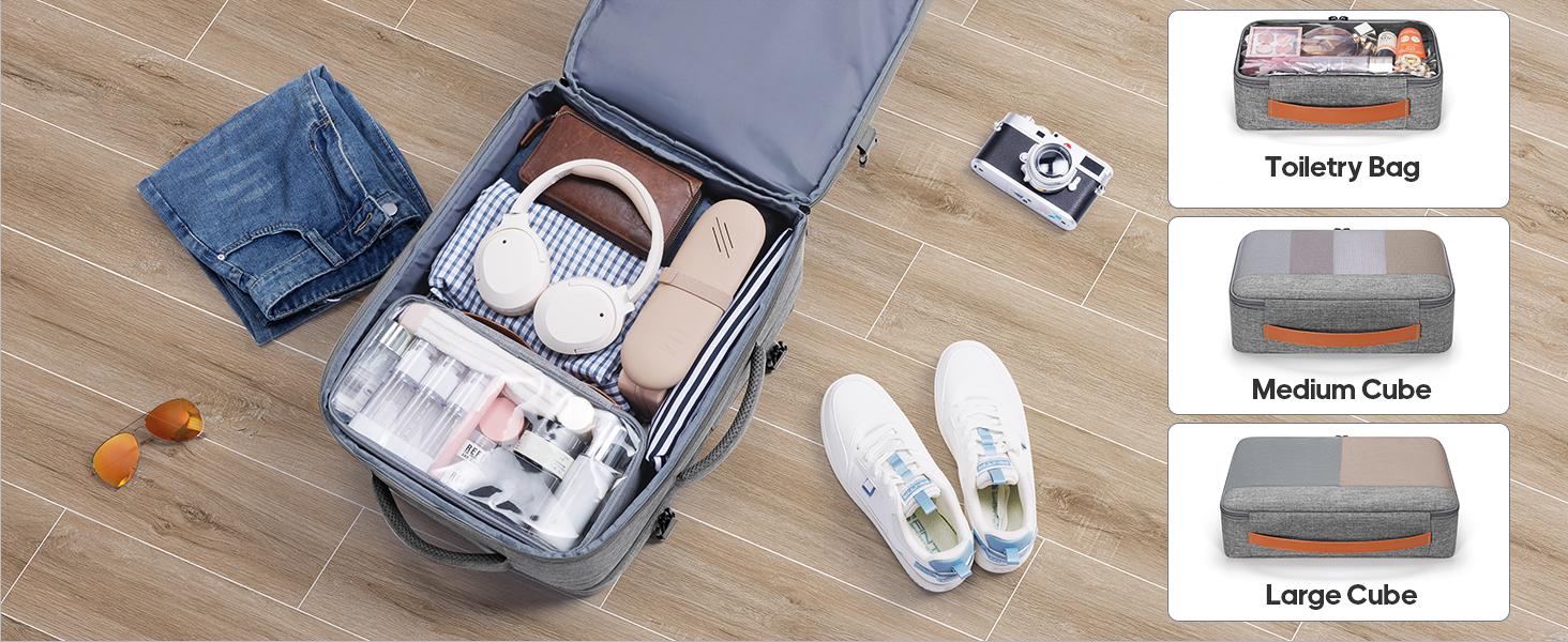 Miusse 7-Piece Hardside Luggage Set – 20/24/28 Inch Spinner Suitcases with TSA Lock, Carry-On, Travel Backpack & 3 Packing Cubes#SpringStatements