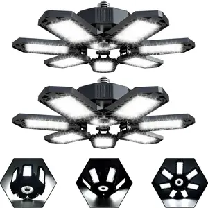 LED Garage Light Deformable Bright Shop Ceiling Bulb Lamps,  Led Workshop Ceiling Light, E26/E27 Daylight Ultra Bright Garage Lighting