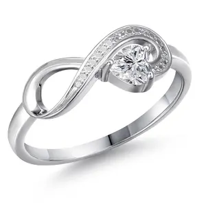 Gem Stone King Infinity Heart Ring For Women | 10K White Gold | 4MM Heart Shape Gemstone Birthstone & Diamond Accent | Wedding Engagement Anniversary Promise Ring