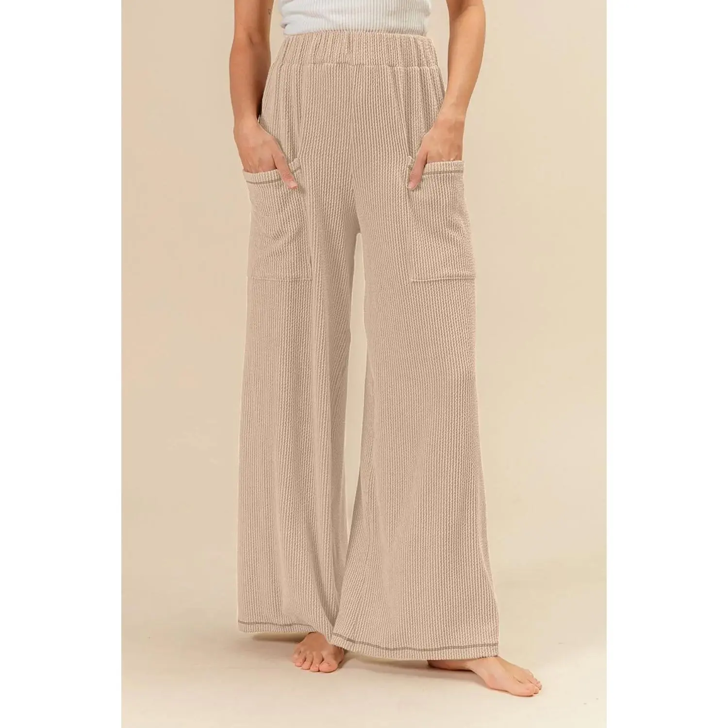 BiBi 2tone Cord Rib Waist Band Side Pocket Pants