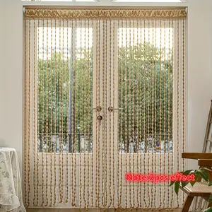 1pc 100x200cm Bohemian Style Rod-Pocket Lantern Ball Curtain, Gray/Black/White Decorative Door Curtain, String Curtain, Partition Curtain