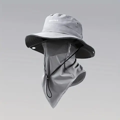 BIGWIG Unisex Adults' Polyester UPF 50+ Anti-UV All Seasons Beach Bucket Hat - Neck Flap, Wide Foldable Brim, Detachable Face Mask, Breathable Adjustable Drawstring Closure, Elastic Buckle + Large-Capacity TikTok-Inspired Messenger Bag (Camping, Fishing)