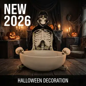 Halloween Gothic Victorian Skull Tray Decor, Resin Material, Cloak, Key Jewelry Candy Holder, Retro Style, Ideal for Home Office Party