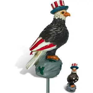 Flag Pole Topper, 11" Bald  Flag Topper, Durable  Construction, Uncle Sam  with Hat & Hand-Painted Design for Showcasing Your Pride and Patriotism