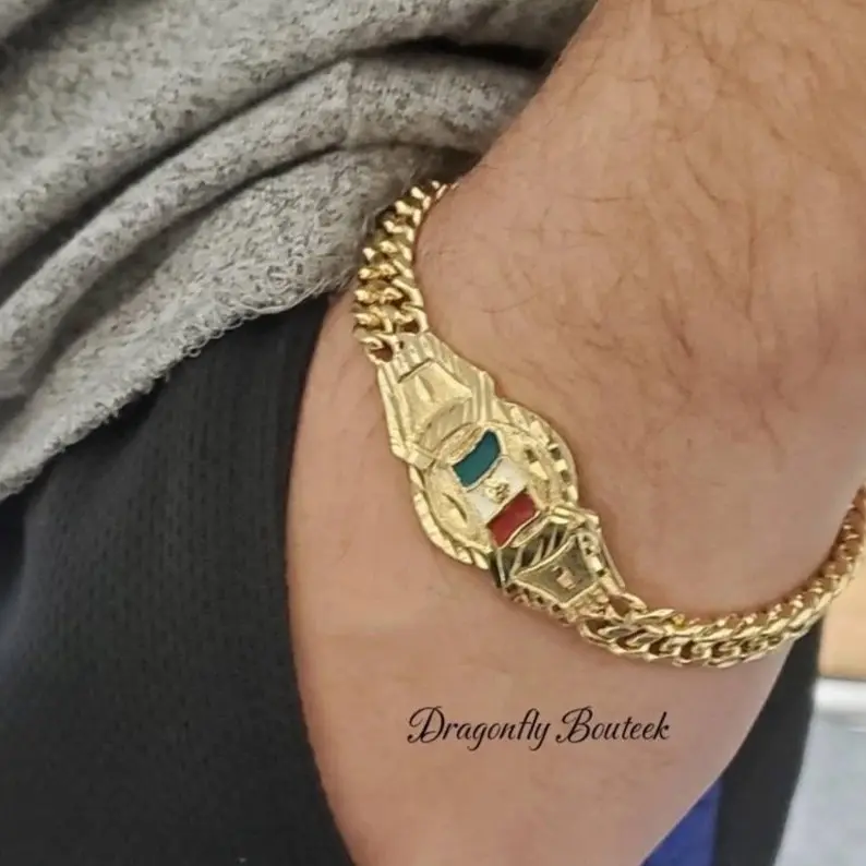 Gold Mexico Bracelet 14k Heavy Plated Gold Bracelet