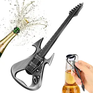 Vintage Guitar Shaped Bottle Opener, Metal Multi-Functional Beer Soda Opener, Corkscrew for Kitchen Bar Party Club, Best Thanksgiving and Christmas Gift for Music Enthusiasts