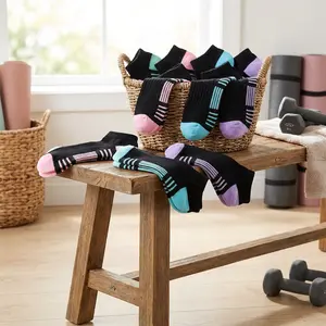 Girls Athletic Cotton Sports Ankle Socks 12 Pairs - Low Cut Breathable Comfortable Socks for Little Big Kids, Perfect for Daily Wear, Running, School, Casual Activities, Soft Lightweight Design