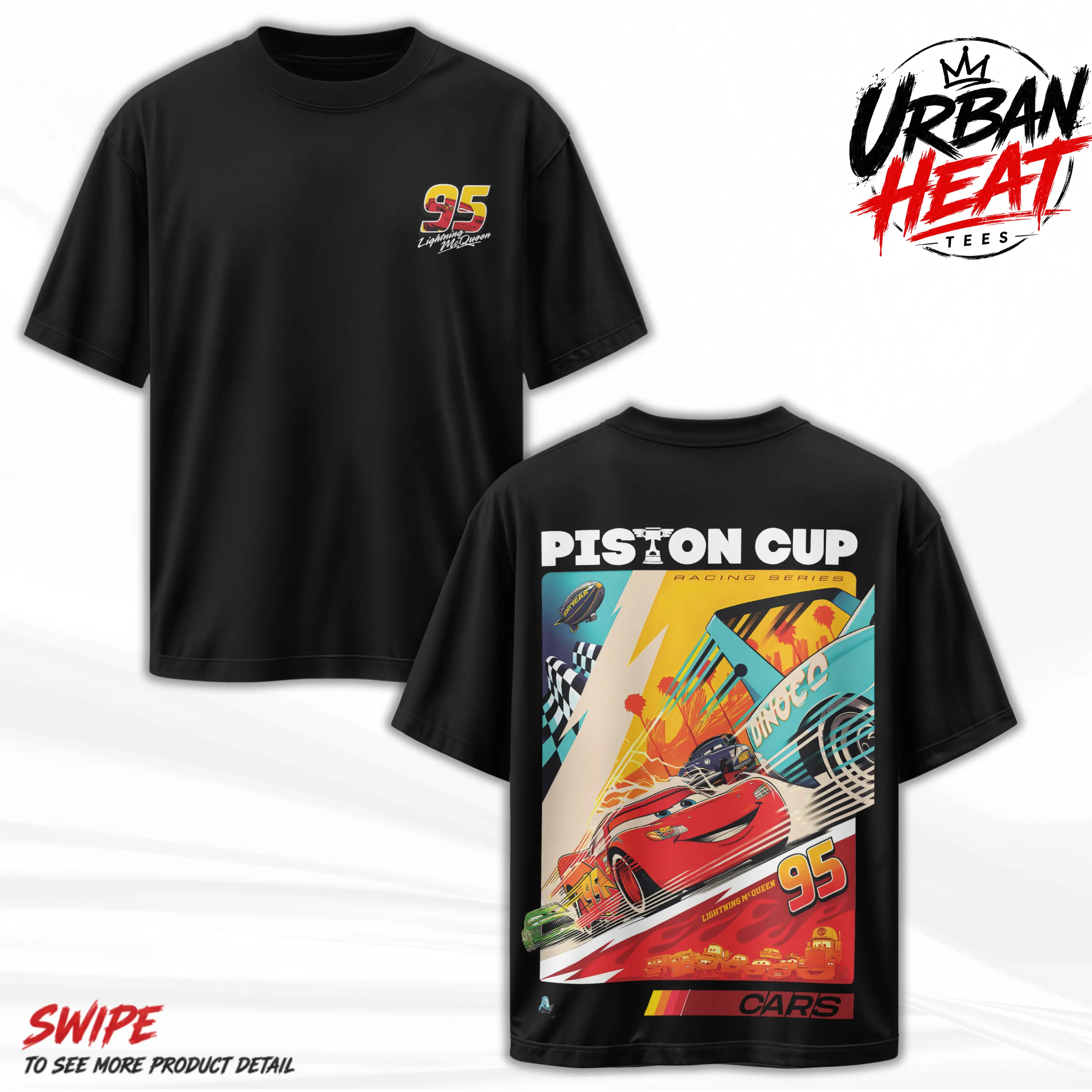 Retro Two Side Cars Movie T-Shirt, Mcqueen and Mater Retro Vintage Unisex Graphic Tee - Top Trendy Y2K Classic Streetwear Unisex Racing Style For Fans