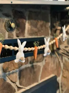 2026 New Creative Easter Atmosphere Decoration Items Rabbit Carrot Wreath Hanging Ornament