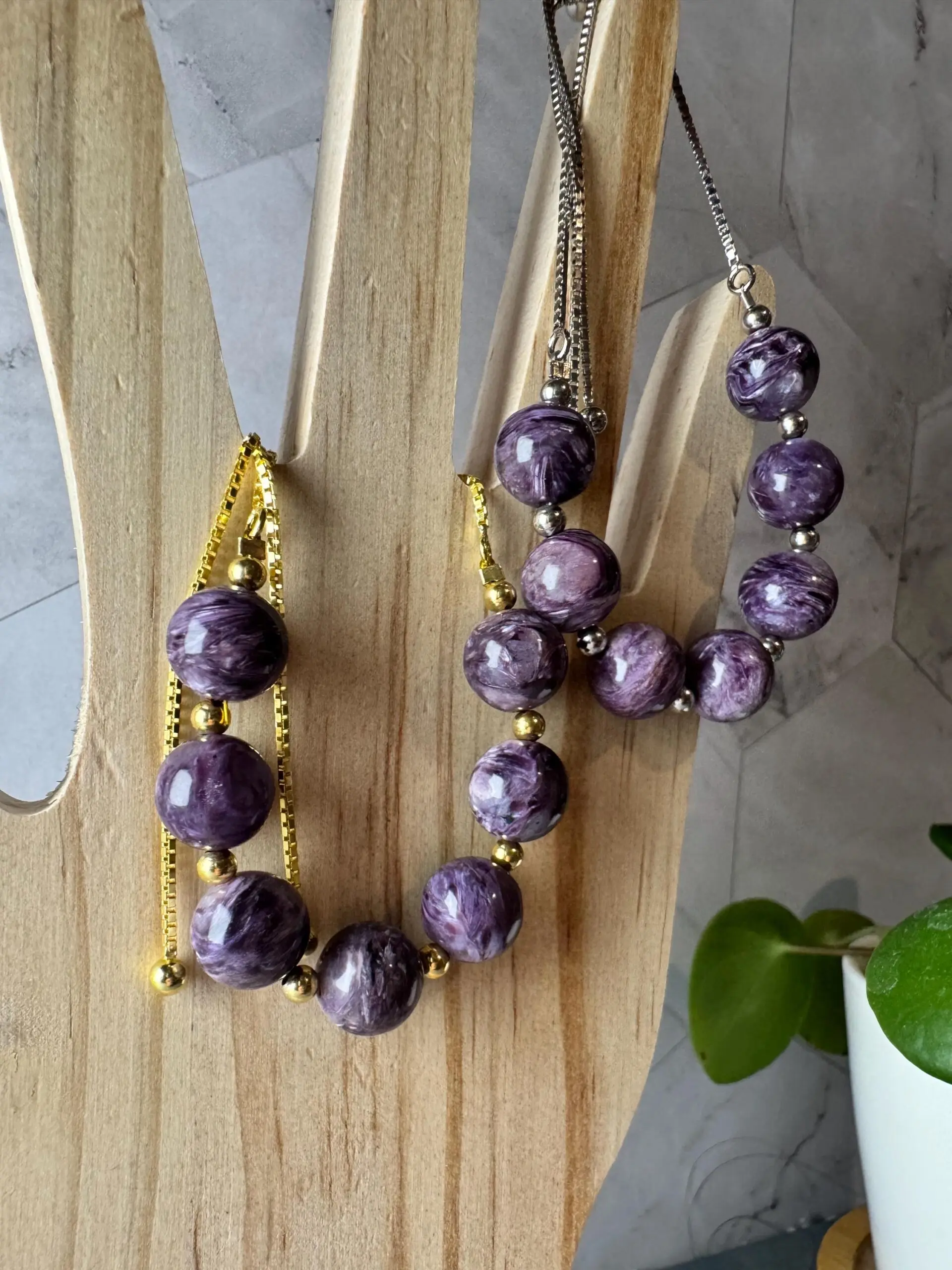 Natural Charoite Bracelet with Sterling Silver | Adjustable Purple Gemstone Bracelet | High-Quality Charoite Jewelry | Gift