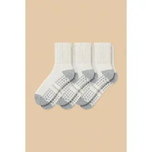 3-Pack Men's Work From Home Crew Socks with Relaxed Cuff and Non-Slip Grip