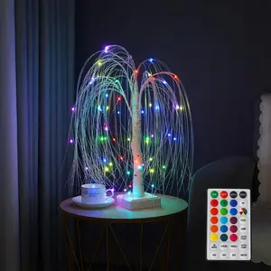 Lighted for Indoor, 2Ft Weeping with 60 RGB Color Changing LED Lights, Lighted up Tree Lamp, Artificial for Home Christmas