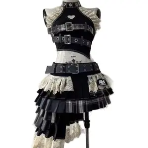 White Summer Vintage Y2K 2 Piece Set - Women's Fashionable Clothes with Unique Design Elements - Womenswear