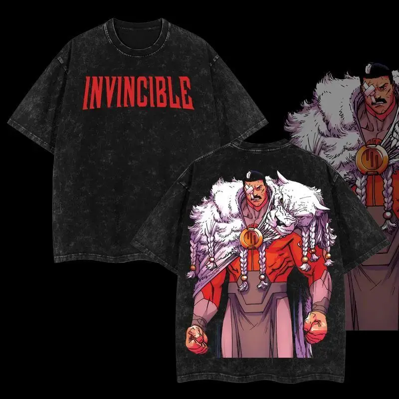 Thragg The Conqueror Viltrumite War - Invincible Comic Double Printed Oversize Lightweight Acid Washed Tee TV Series Graphic Tee T-Shirt graphic tees superhero fan