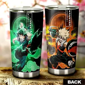 [New Anime Drinkware - Sale Up To 35%] Deku And Bakugo Tumbler Cup, My Hero Academia Anime Car Accessories, Hero Vs Rival Design, Shonen Battle Style Drinkware, Gift For MHA Fans