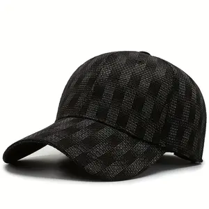Fashion Plaid Baseball Cap Daily Atletic Cap Low Profile Dad Hat Plain Cap with Curved Brim Black Snapback