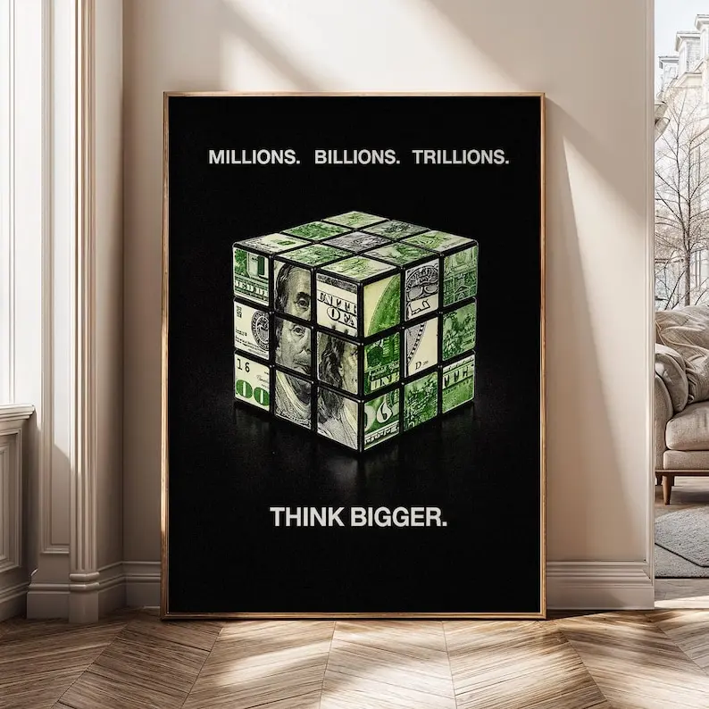 Think Bigger Wall Art, Million Billion Trillion Poster, Wealth Mindset Print, Entrepreneur Office Decor, Financial Motivation Artwork, Success Mindset Wall Art, Business Office Poster