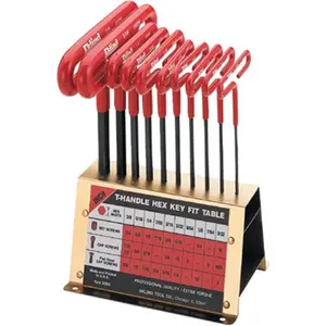 212 MAIN 6-Inch 10-Key T-Handle Allen Wrench Set, Inch System, Steel Hex Tips, T-Loop Grip, Storage Organization, Stand-Mounted Design