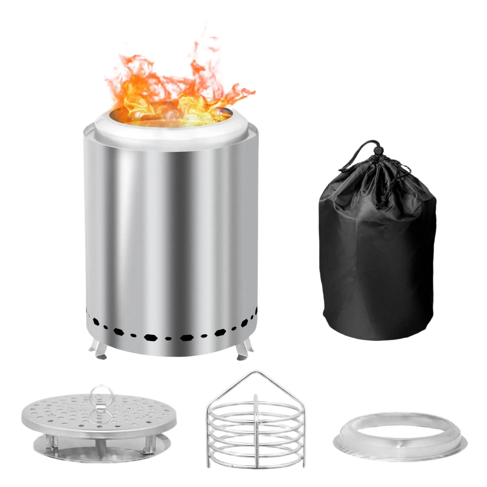 Stainless Steel Smokeless Fire Pit, Outdoor Firepit for Backyard and Camping, Gift for Family Women and Lover, Safe Bonfire Stove for Father's Day