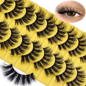 10 Pairs 3D Fluffy False Eyelashes, Dramatic Fake Eyelashes, Messy False Eyelashes, Fluffy Thick Lashes for Women & Girls, Makeup