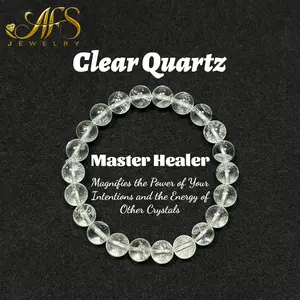 AFS Crystal Pure Energy Bracelet Clear Quartz Crystal for Clarity & Amplification Healing Stone Jewelry for Focus & Spiritual Connection Daily Wear Gift for Mindfulness